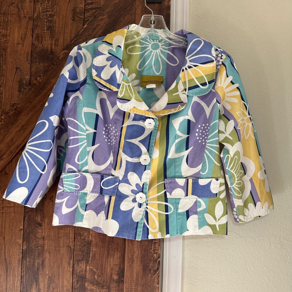 Painted Pony Uniquely USA Floral Multicolor Jacket. Size Small